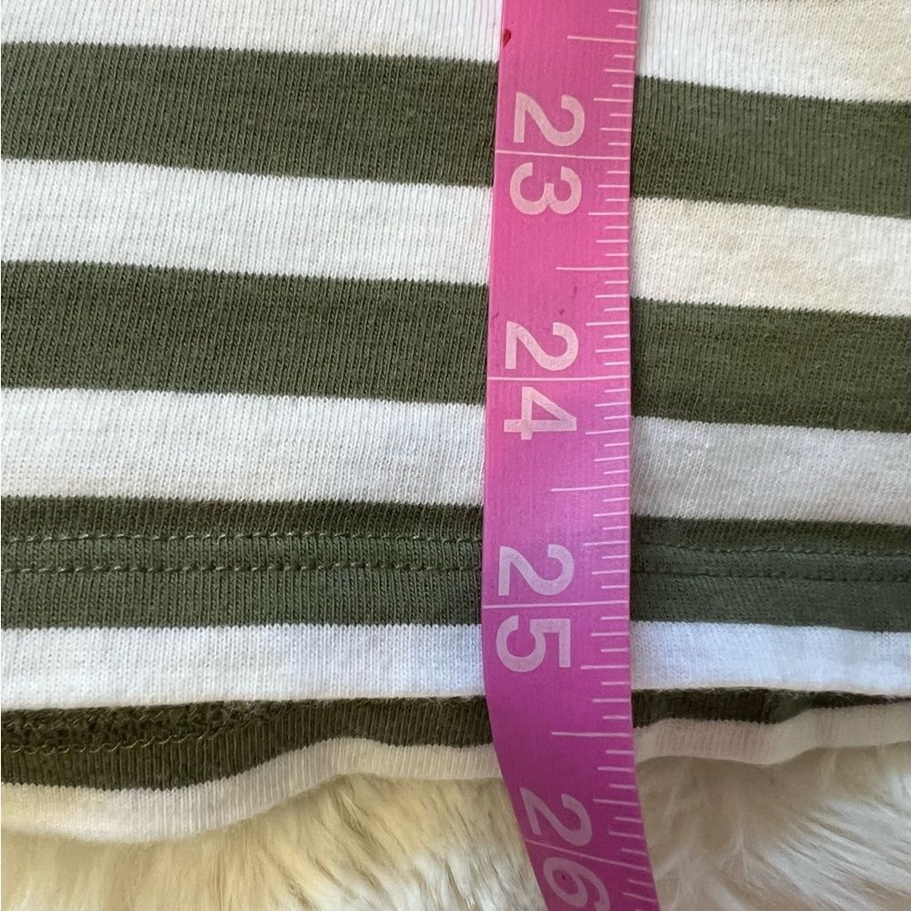 Talbots Green White Striped Blouse XL Button Detail Shirt Preppy Coastal Classic - Picture 5 of 10
